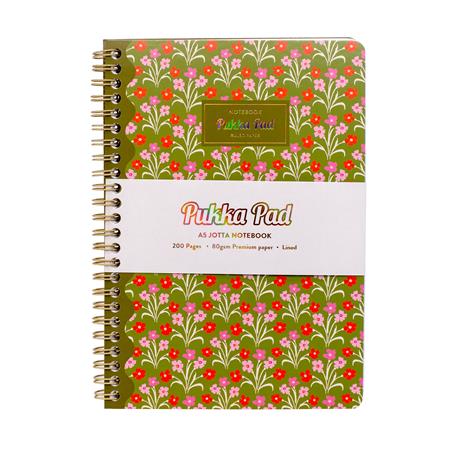 Spirálfüzet, A5, vonalas, 100 lap, PUKKA PAD "Floral Jotta Notebook", vegyes minta